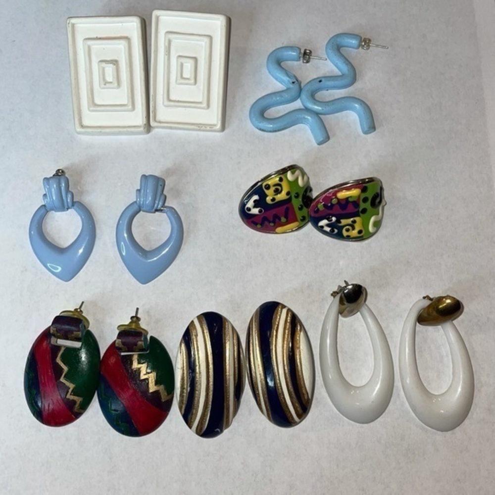 Funky vintage mod earring lot 80’s 90’s vibe
